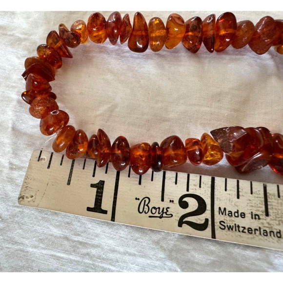 Vintage Natural Baltic Cognac Amber Chip Bead Necklace 13" - Picture 6 of 7